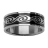 Bague acier motif vagues cernée sur résine noire