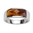 Bague acier rectangle agate marron facete