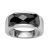 Bague acier rectangle agate noir facete