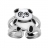 Bague argent rhodié enfant panda blanc et noir - réglable