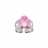 Bague argent rhodié enfant pingouin rose - réglable