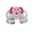 Bague argent rhodié enfant tete de chien rose - réglable