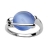 Bague argent rhodié pastille bleue synthèse