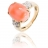 Bague en or jaune avec Corail Rose et Diamants