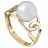 Bague or perle blanche et diamants