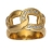 Bague plaqué or style maille gourmette et pierres blanches