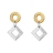 Boucles d'oreille 1 cercle + 1 carré bicolores