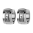 Boucles d'oreille acier demi créoles et motif grecque noir