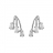 Boucles d'oreille argent rhodié trio zirconias blancs