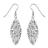 Boucles d'oreille fermoir crochet feuille froissee argent rhodié