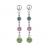 Boucles d'oreille pendant 3 pierres multicouleurs argent