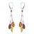 Boucles d'oreille pendant pampille ambre véritable multicolore