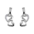 Boucles d'oreille tige argent rhodié 2 coeurs découpés