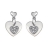 Boucles d'oreille tige argent rhodié double coeur avec nacre