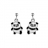 Boucles d'oreille tige argent rhodié enfant panda blanc et noir