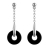 Boucles d'oreille tige argent rhodié motif rond noir