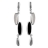 Boucles d'oreille tige argent rhodie navette noir et nacre blanc