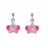 Boucles d'oreille tige argent rhodié papillon rose