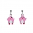 Boucles d'oreille tige argent rhodié pingouin rose