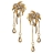 Boucles d'oreille tige plaque or palmier avec pierres blanches e