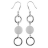 Boucles d'oreilles acier crochet 2 cercles + 1 pastille nacre bl