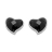Boucles d'oreilles acier tige coeur pierre noire facete