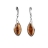 Boucles d'oreilles argent ondulées cabochon ambre véritable