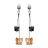 Boucles d'oreilles argent rhodié 2 papillons orange et noir ferm