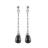 Boucles d'oreilles argent rhodié chainette et goutte pierre noir
