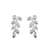 Boucles d'oreilles argent rhodié feuilles et pierres blanches fe