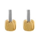 Boucles d'oreilles bicolore carré fermoir tige