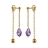 Boucles d'oreilles plaqué or boule et pierre tanzanite violette