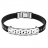 Bracelet acier et cuir noir avec plaque acier et 1 vis or