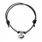 Bracelet argent cordon noir coulissant avec coeur