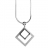 Collier 2 carrées évidées en diagonale argent
