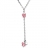 Collier argent forme Y chaine forçat et pendant papillons roses