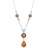 Collier argent forme Y pendant ambre naturel