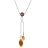 Collier argent forme Y pendant duo de navettes ambre naturel