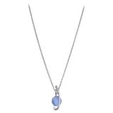 Collier argent rhodié avec pendentif pastille bleue