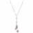 Collier argent rhodié forme 'Y' double chaine, 2 étoiles bleues