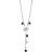 Collier argent rhodié forme y mulit boules + papillons noirs et