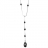 Collier argent rhodié forme Y pendant zirconias noirs formes los