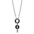 Collier argent rhodié motif rond résine noir - 45cm réglable 43c