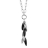 Collier argent rhodié pampilles noires et argent