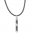 Collier cordon caoutchouc noir avec pendentif totem tribal en ac