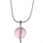 Collier + pend.moderne pierre ronde rose argent rhodié 42cm