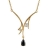Collier plaqué or pierres blanches et goutte noire 44cm réglable