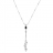 Collier y pierre noire + 3 pampilles oxydes poires 42cm argent