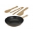 Grand Wok ATC wok diam 30cm poignée bois+3 ustensiles