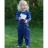 Pantalon fille velours côtelé à revers Marine 4-5 ans 110 cm
